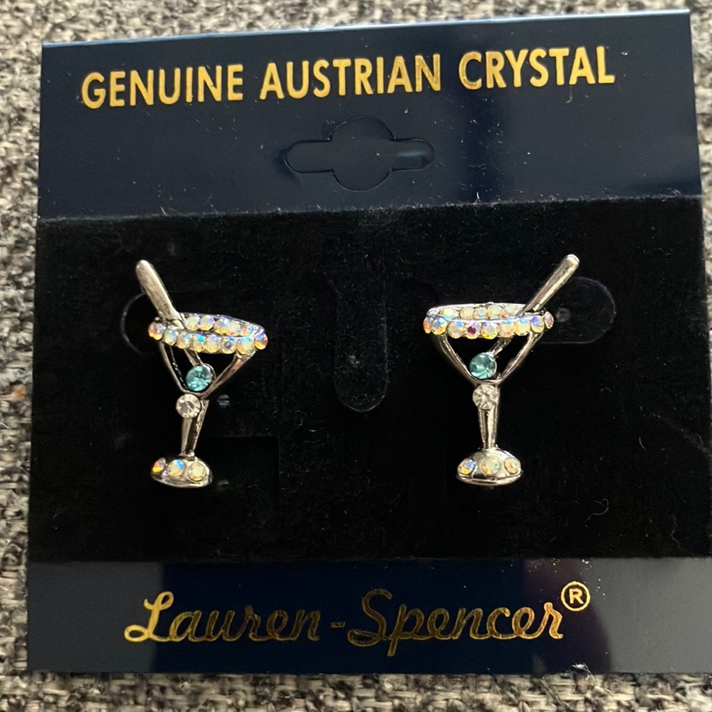 Lauren Spencer Silver Cocktail Earrings with Austrian Crystal